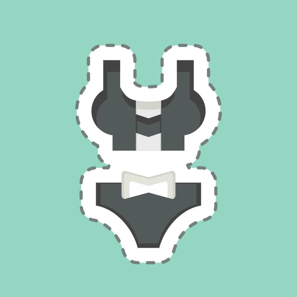 pegatina línea cortar bikini. relacionado a Hawai símbolo. sencillo diseño editable. vector