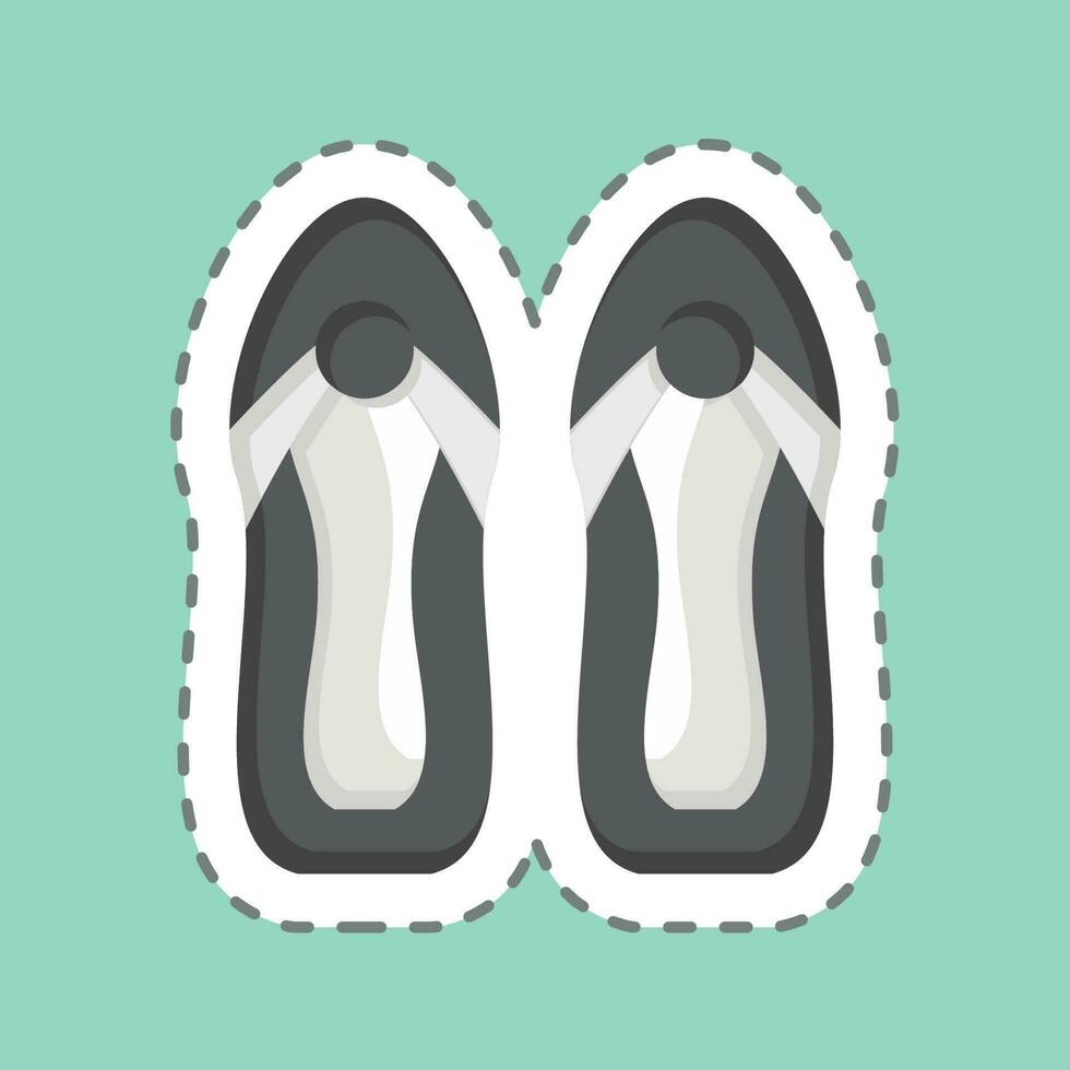 Sticker line cut Sandals. related to Hawaii symbol. simple design editable. vector