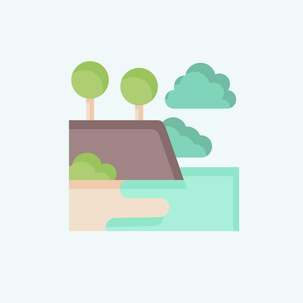 Icon Waipio Valley. related to Hawaii symbol. flat style. simple design editable. vector