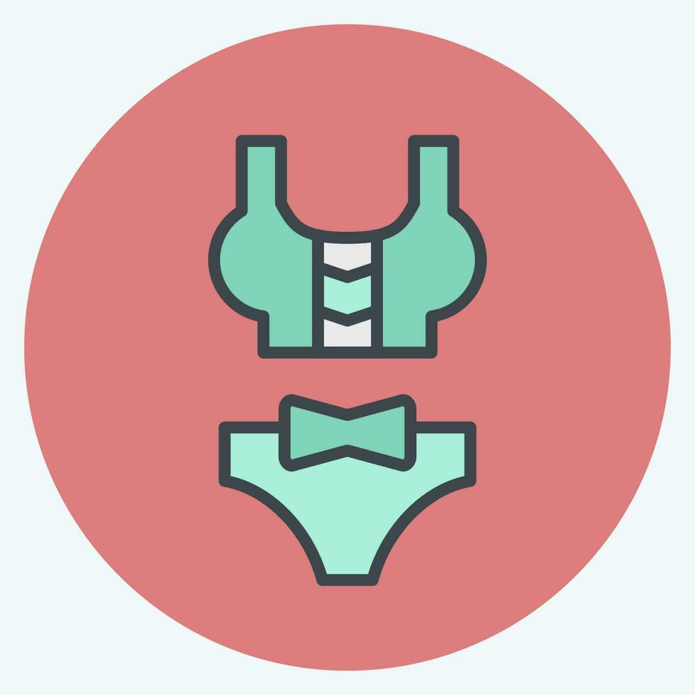 Icon Bikini. related to Hawaii symbol. color mate style. simple design editable. vector