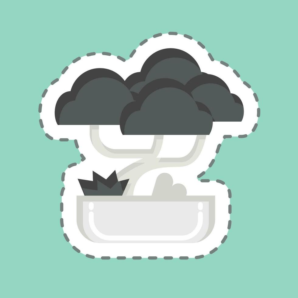 Sticker line cut Bonsai. related to Chinese New Year symbol. simple design editable vector