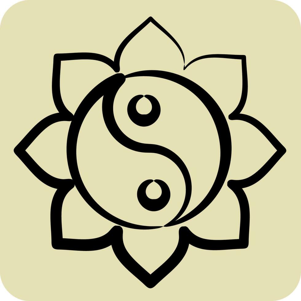 Icon Yin Yang. related to Chinese New Year symbol. hand drawn style. simple design editable vector