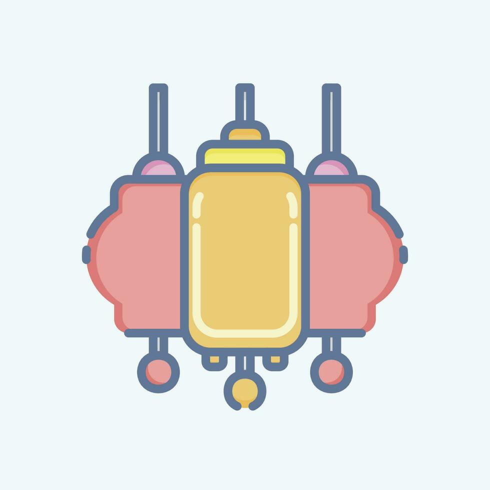 Icon Lantern. related to Chinese New Year symbol. doodle style. simple design editable vector