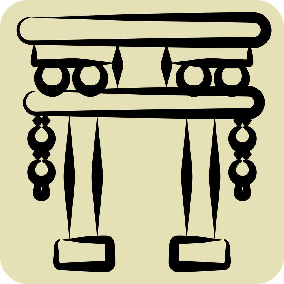 Icon Torii Gate. related to Chinese New Year symbol. hand drawn style. simple design editable vector