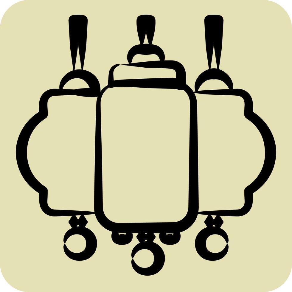 Icon Lantern. related to Chinese New Year symbol. hand drawn style. simple design editable vector