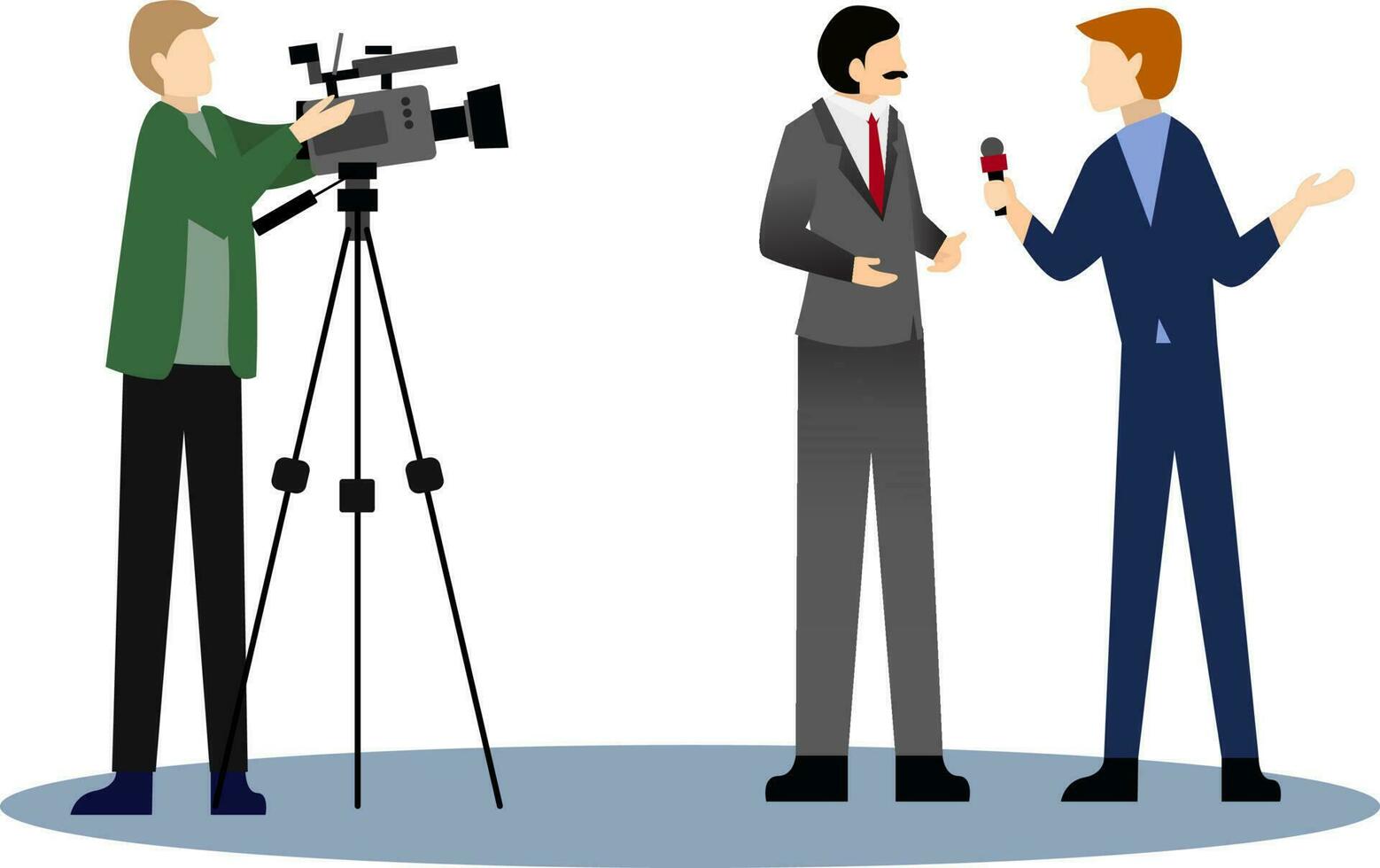 reporter taking the interview with famous guy vector illustration, journalist interviewing politician or businessman, TV presenter, television and mass media industry