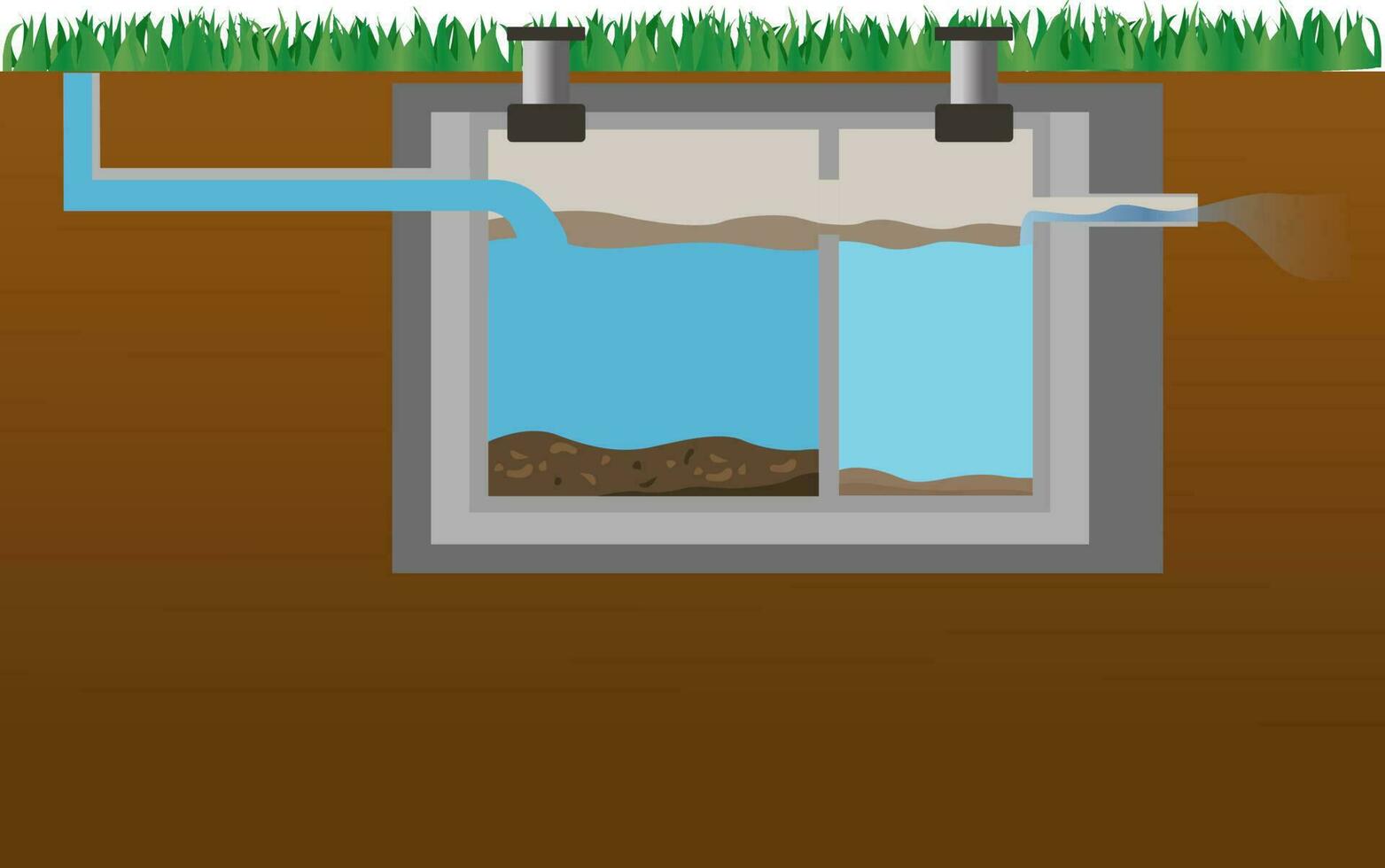 Septic Tank diagram vector illustration, toilet septic tank system illustration, waste water