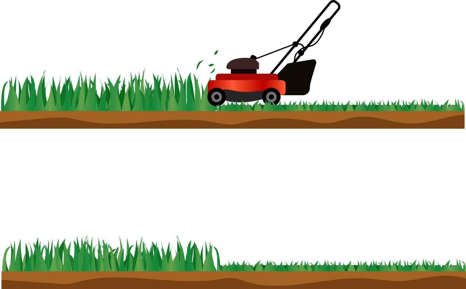 Lawn mower vector illustration, Lawn mower cuts green grass vector illustration.