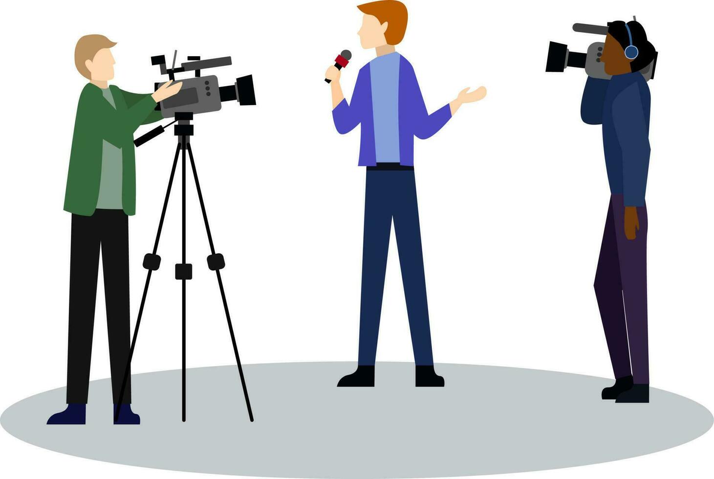 Reporter television do report vector illustration, mass media industry, Journalists, Cartoon reporters, Journalist TV do live streaming news for tv program