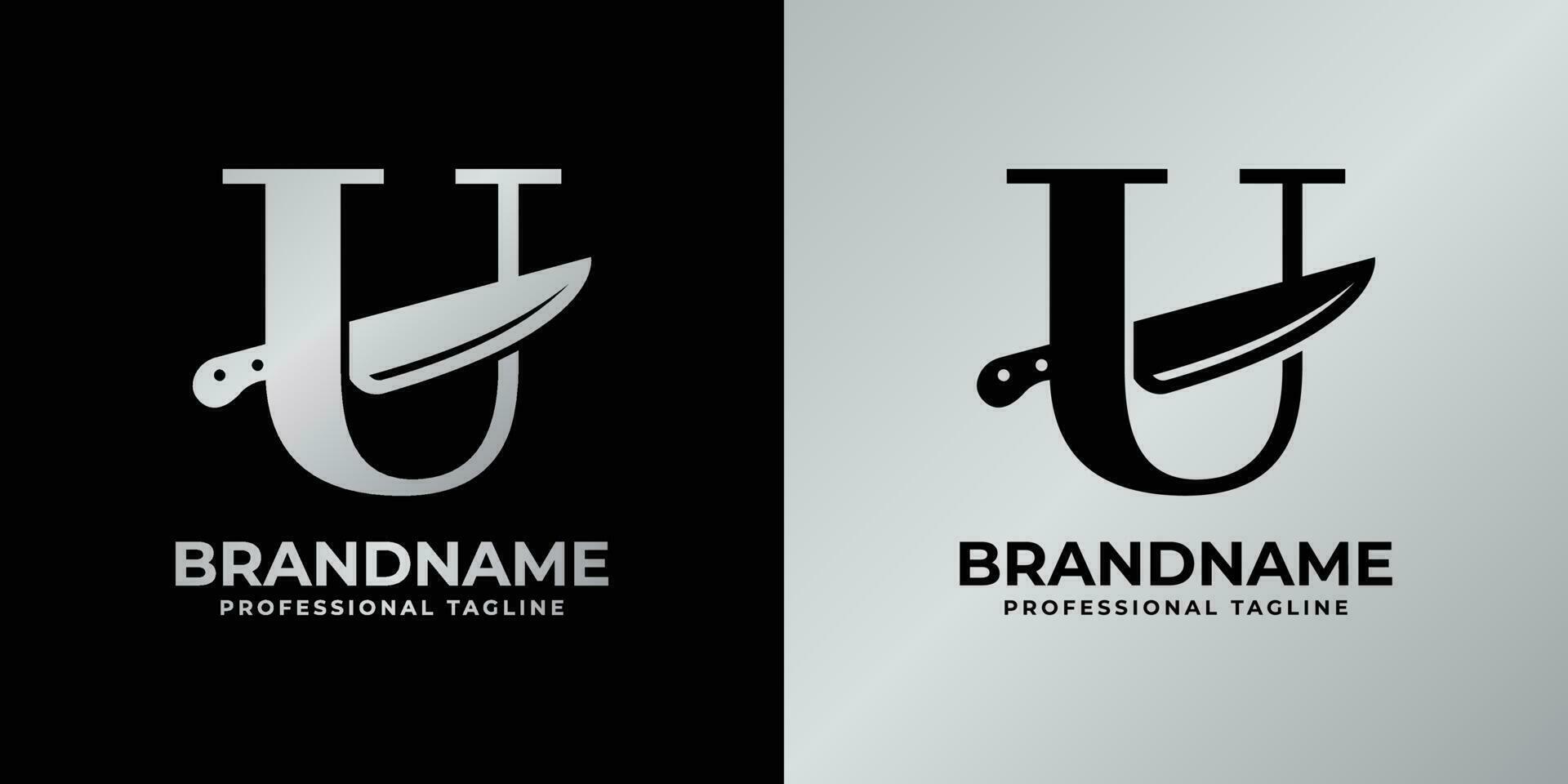 Letter U Knife Logo, Suitable for any business related to knife with U initial. vector