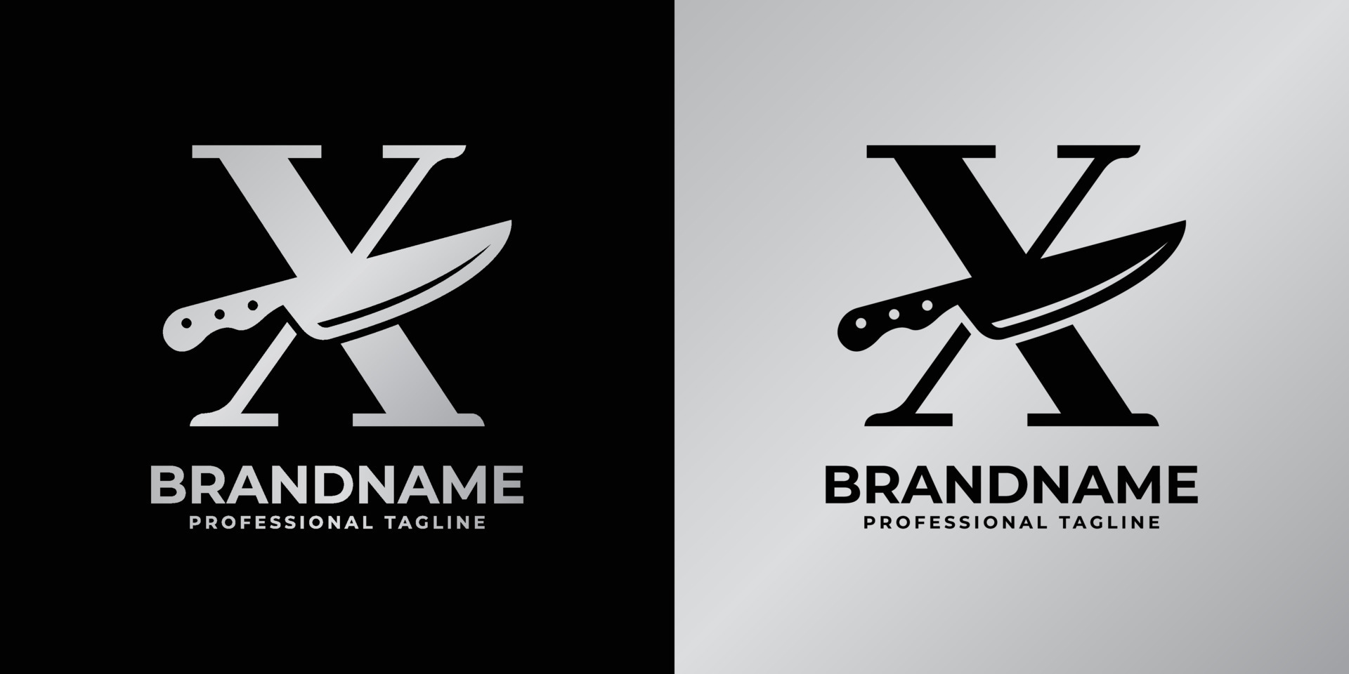 Letter X Knife Logo, Suitable for any business related to knife with X