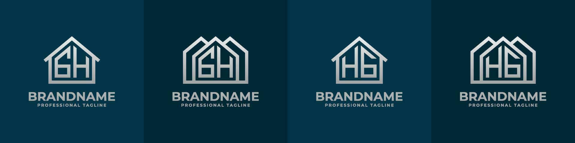 Letter GH and HG Home Logo Set. Suitable for any business related to house, real estate, construction, interior with GH or HG initials. vector