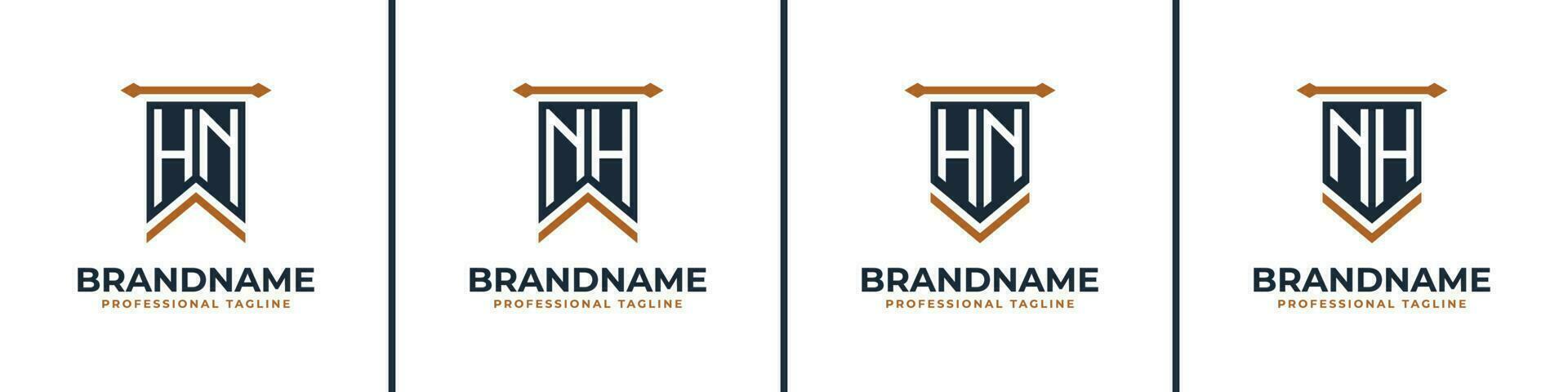 Letter HN and NH Pennant Flag Logo Set, Represent Victory. Suitable for any business with HN or NH initials. vector