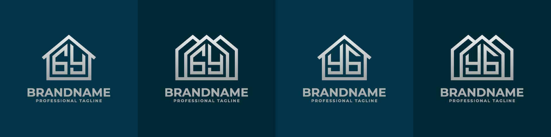 Letter GY and YG Home Logo Set. Suitable for any business related to house, real estate, construction, interior with GY or YG initials. vector