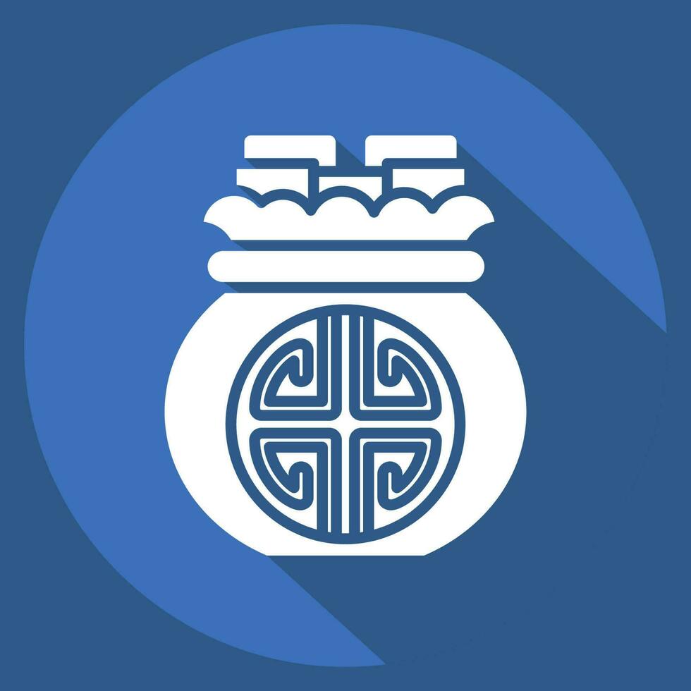 Icon Money Bag. related to Chinese New Year symbol. long shadow style. simple design editable vector