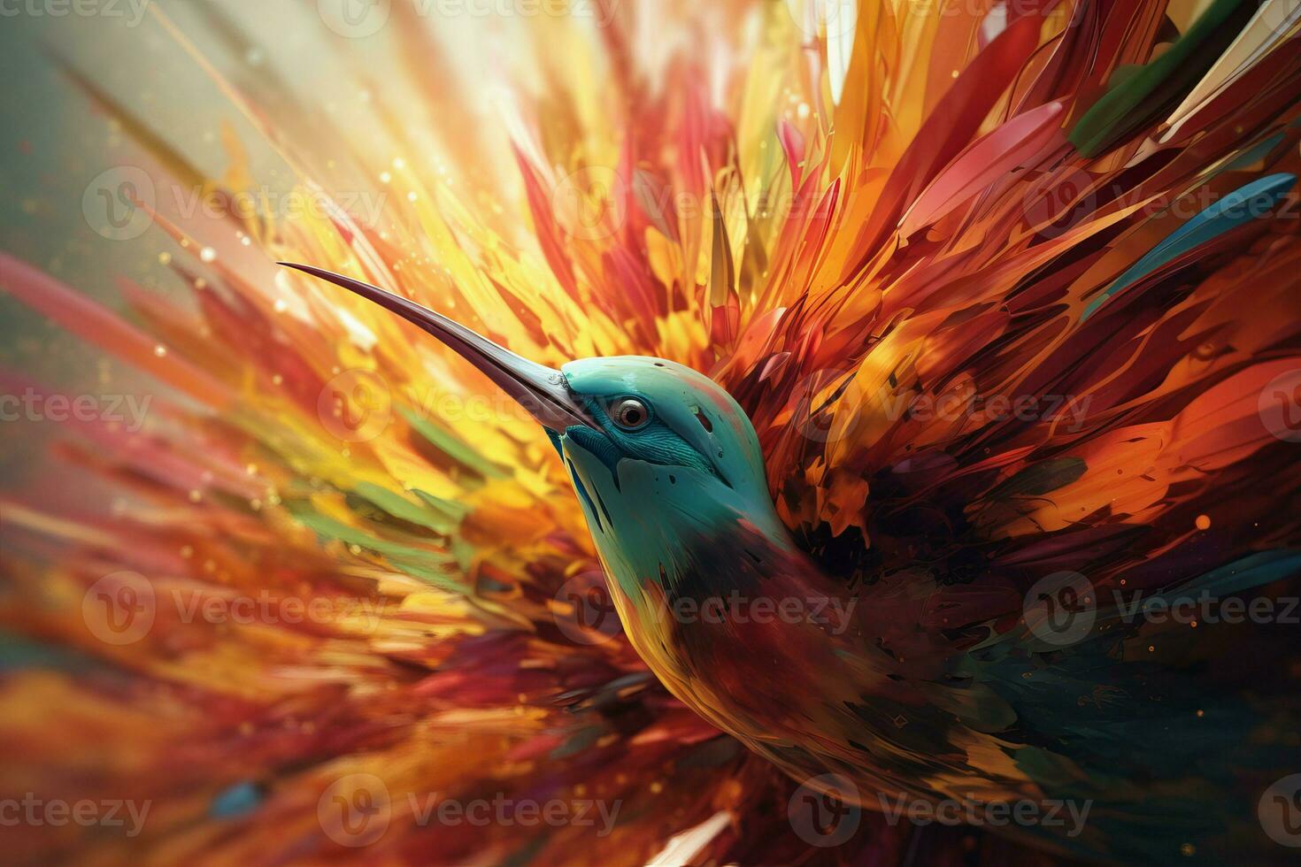Colorful abstract bird. Generate Ai photo