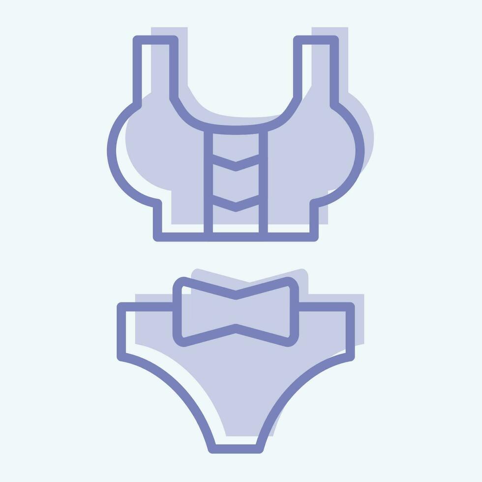 Icon Bikini. related to Hawaii symbol. two tone style. simple design editable. vector