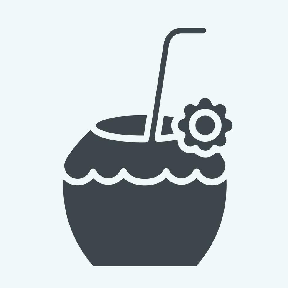 Icon Coconut. related to Hawaii symbol. glyph style. simple design editable. vector