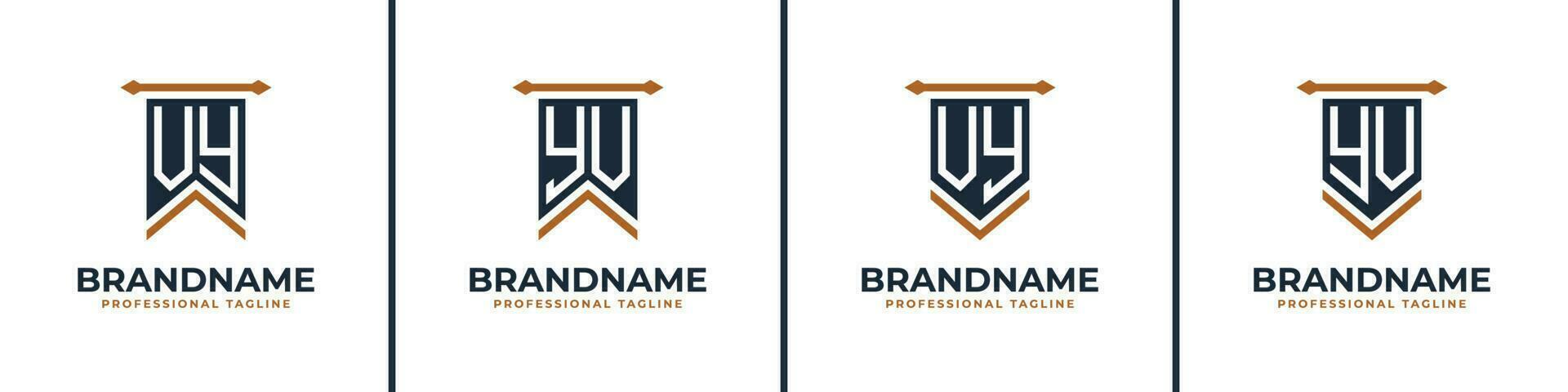 Letter VY and YV Pennant Flag Logo Set, Represent Victory. Suitable for any business with VY or YV initials. vector