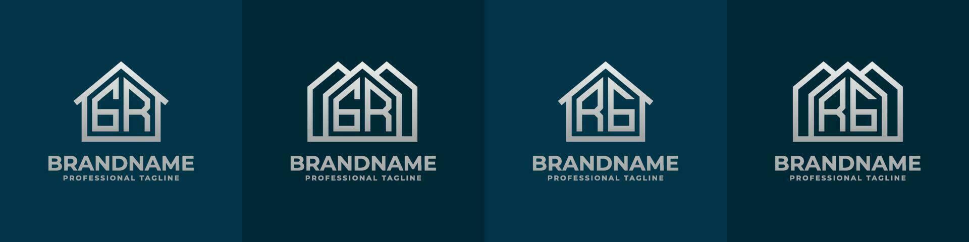 Letter GR and RG Home Logo Set. Suitable for any business related to house, real estate, construction, interior with GR or RG initials. vector