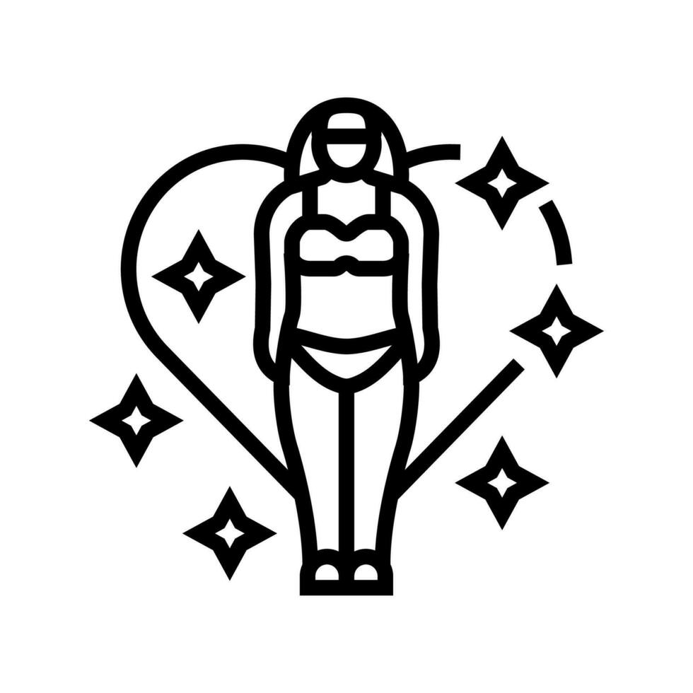 body positivity feminism woman line icon vector illustration