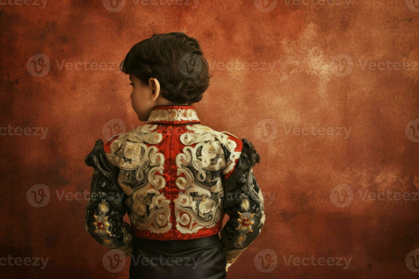 Bullfighter child bull. Generate Ai photo