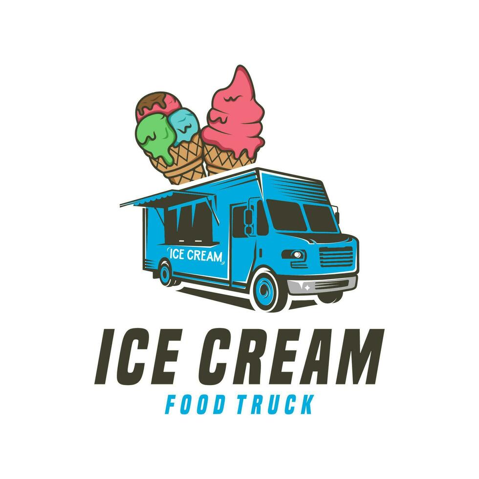 truck ice cream logo design vector