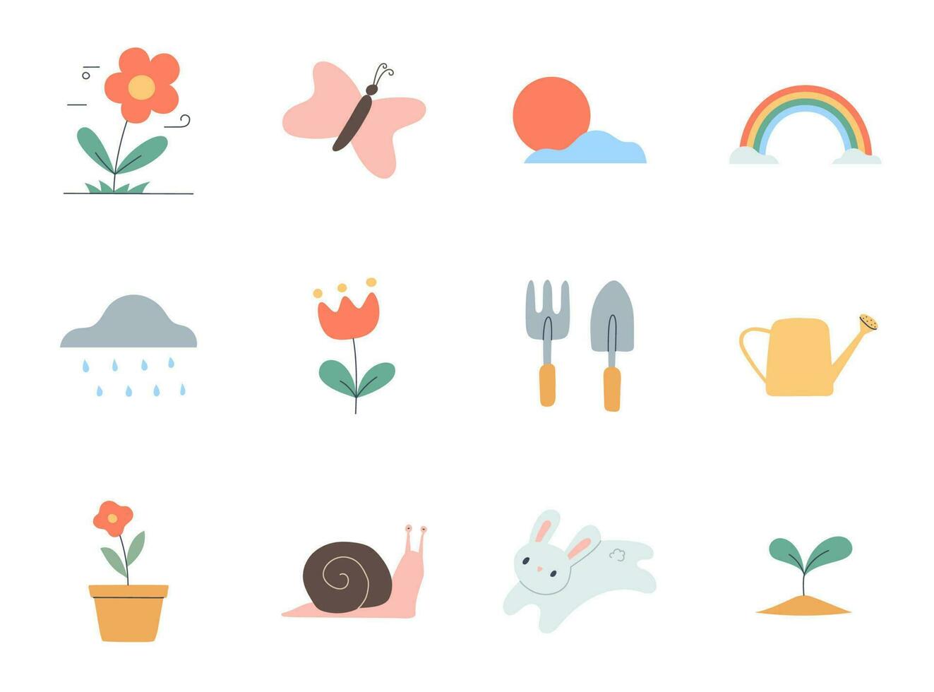 Hand Drawn Doodle Spring Elements vector