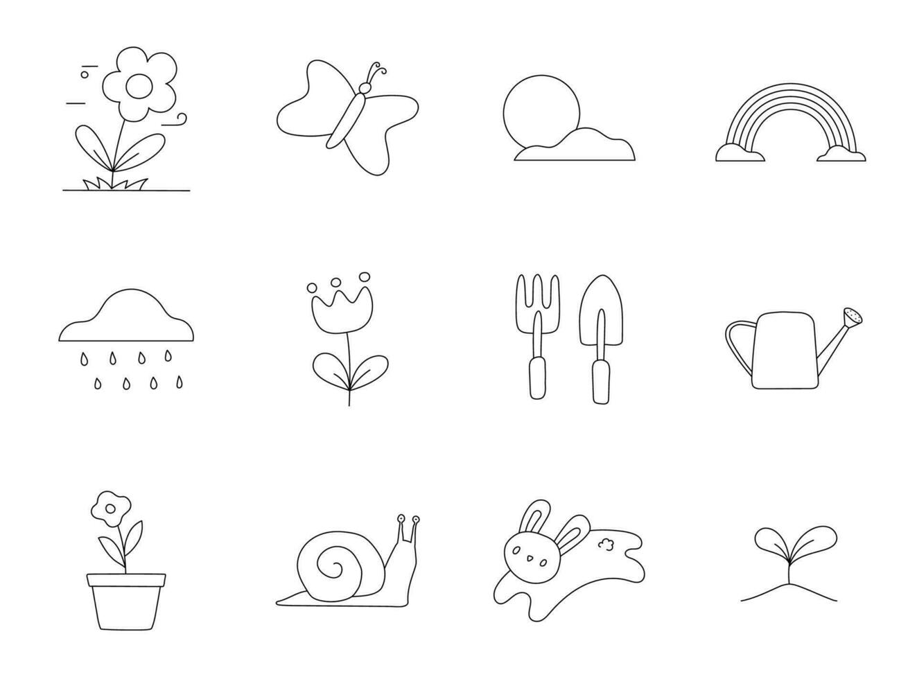 Hand Drawn Doodle Spring Elements vector