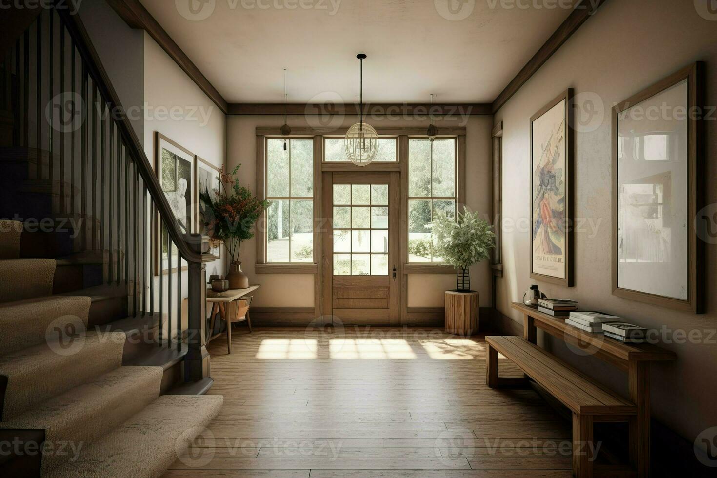 Wood entrance farmhouse. Generate Ai photo