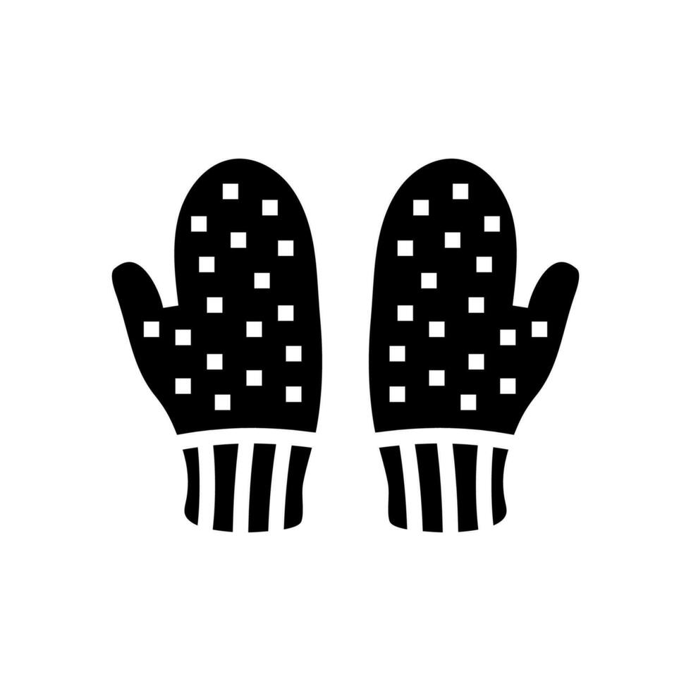 mittens knitting wool glyph icon vector illustration