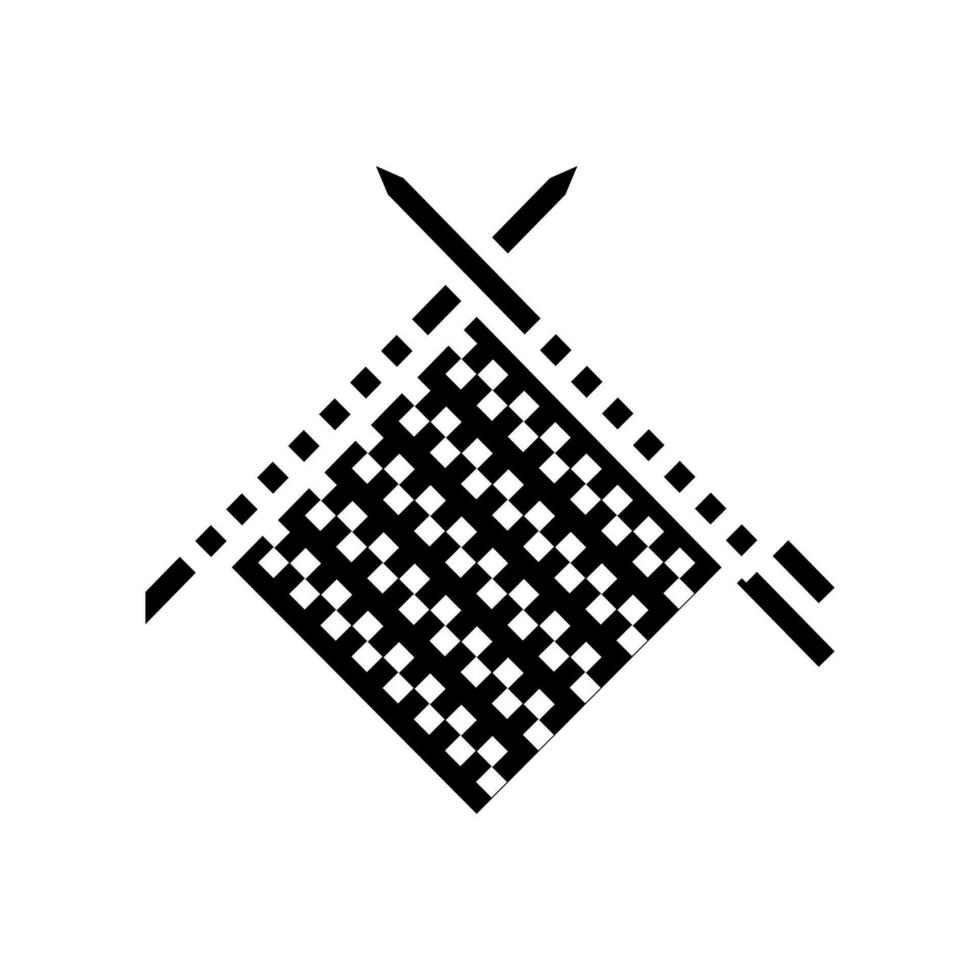 hecho a mano tejer tejido de punto lana glifo icono vector ilustración