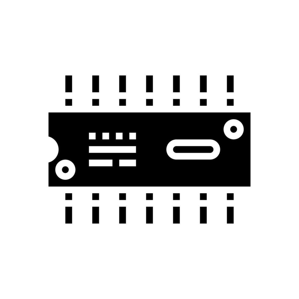 ic chip electrónico componente glifo icono vector ilustración