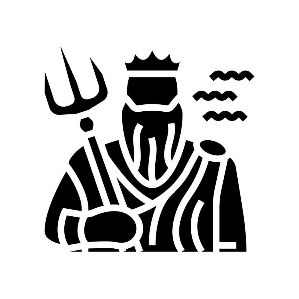 poseidon greek god mythology glyph icon vector illustration