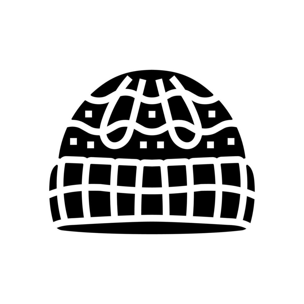 sombrero tejido de punto lana glifo icono vector ilustración