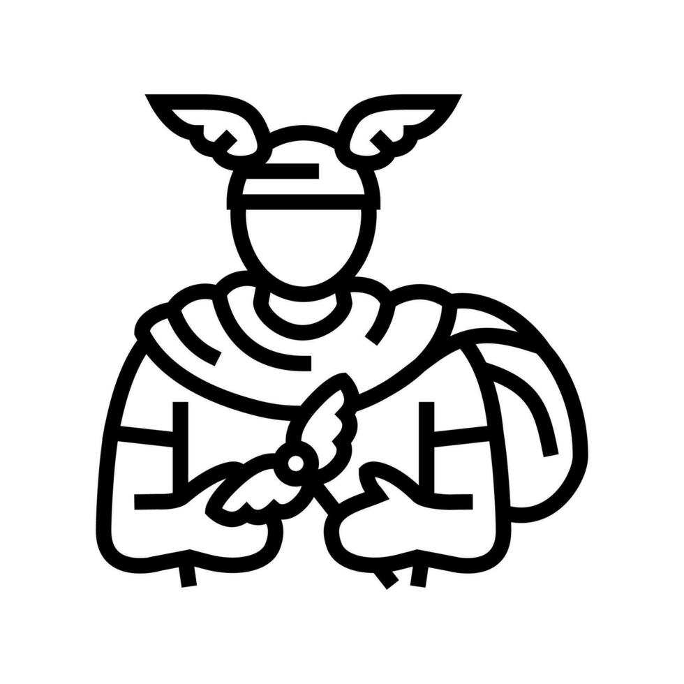 Hermes griego Dios mitología línea icono vector ilustración