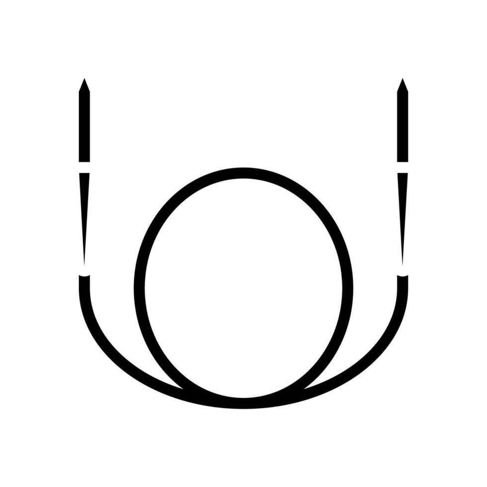 circular aguja tejido de punto lana glifo icono vector ilustración