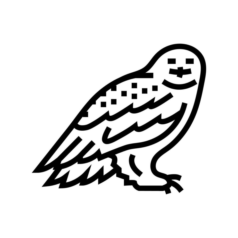 snowy owl winter season line icon vector illustration