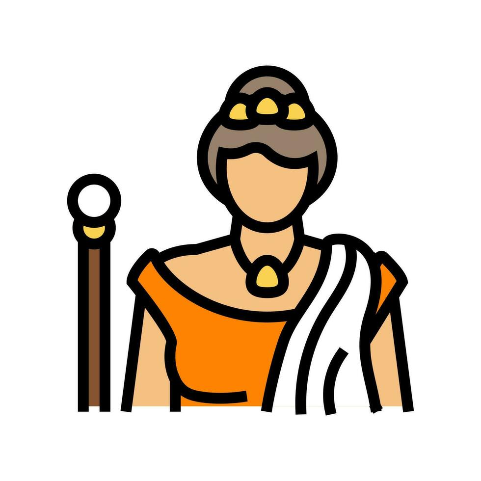 hera greek god mythology color icon vector illustration