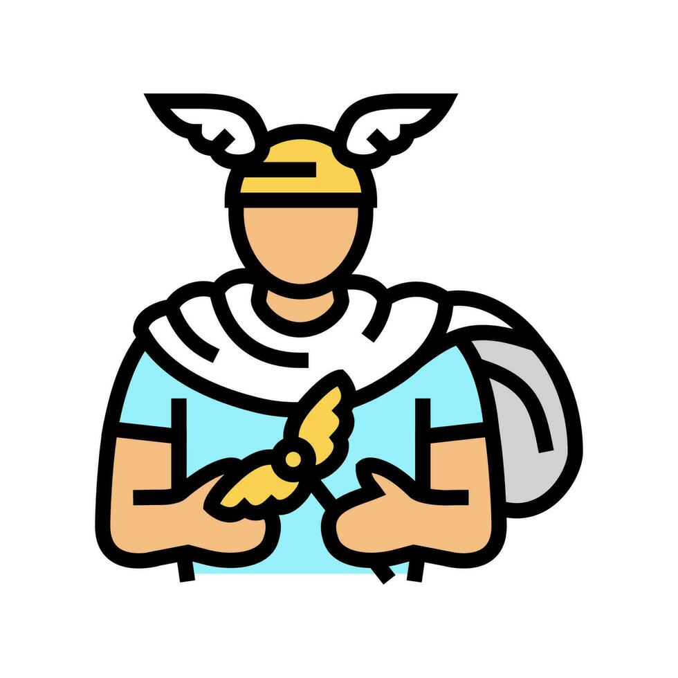 Hermes griego Dios mitología color icono vector ilustración
