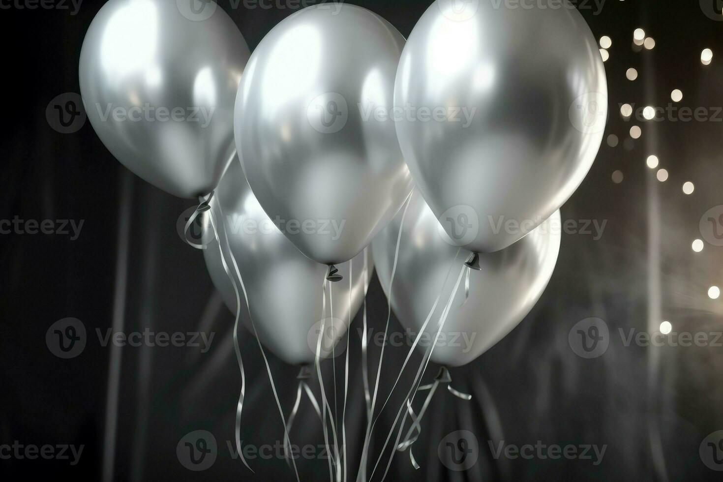 New year silver balloons. Generate Ai photo