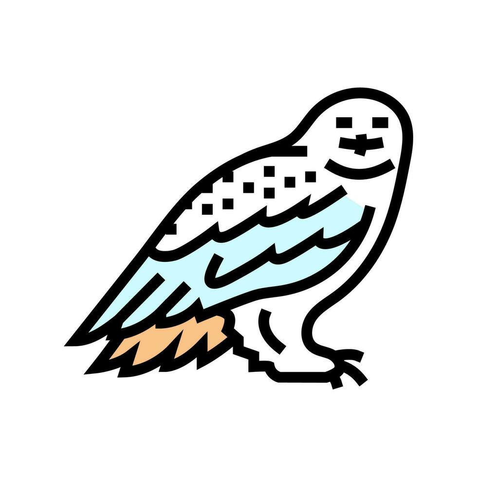 snowy owl winter season color icon vector illustration