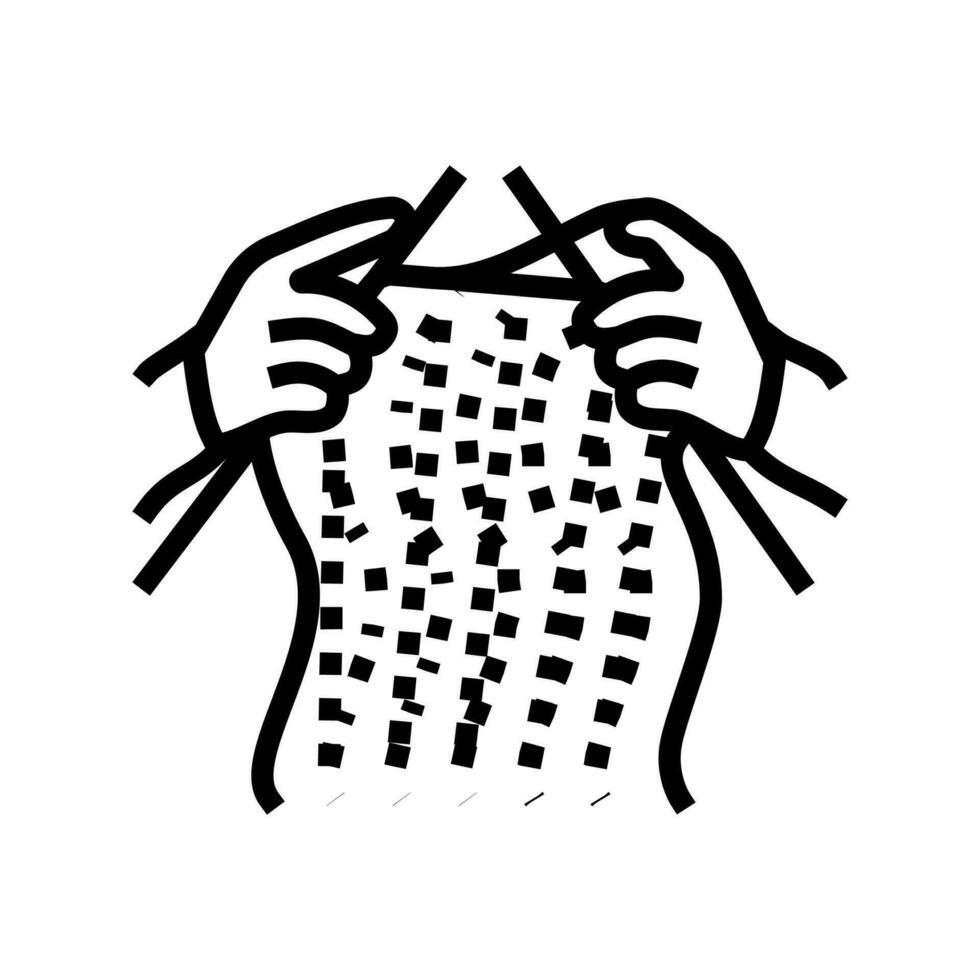 tejido de punto manos tejido de punto lana línea icono vector ilustración