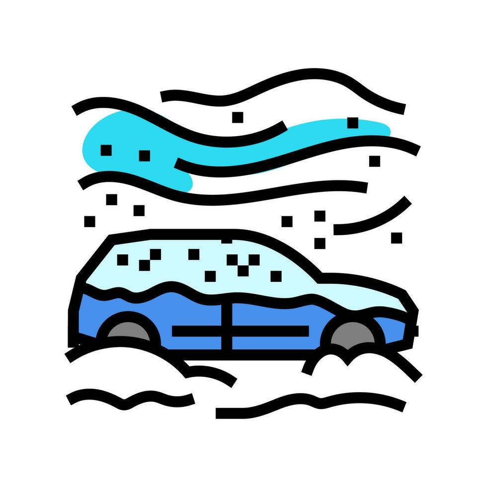 snow covered car winter season color icon vector illustration
