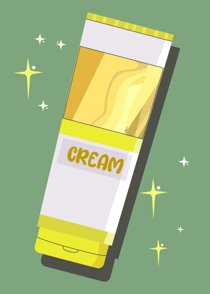 Sunscreen cosmetics.Cream cosmetic and cream swatching. Product for Summer Protectiont. Jar safety Cartoon vector illustration