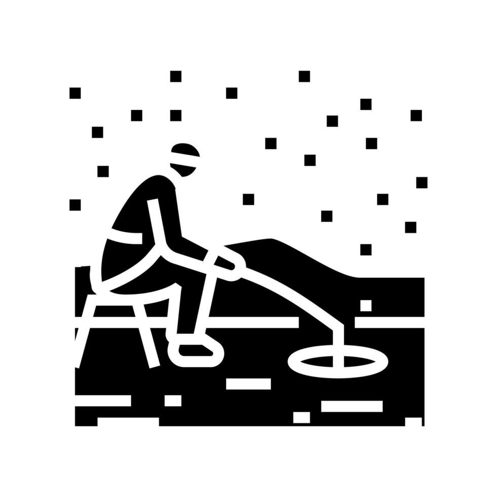 ice fishing winter season glyph icon vector illustration