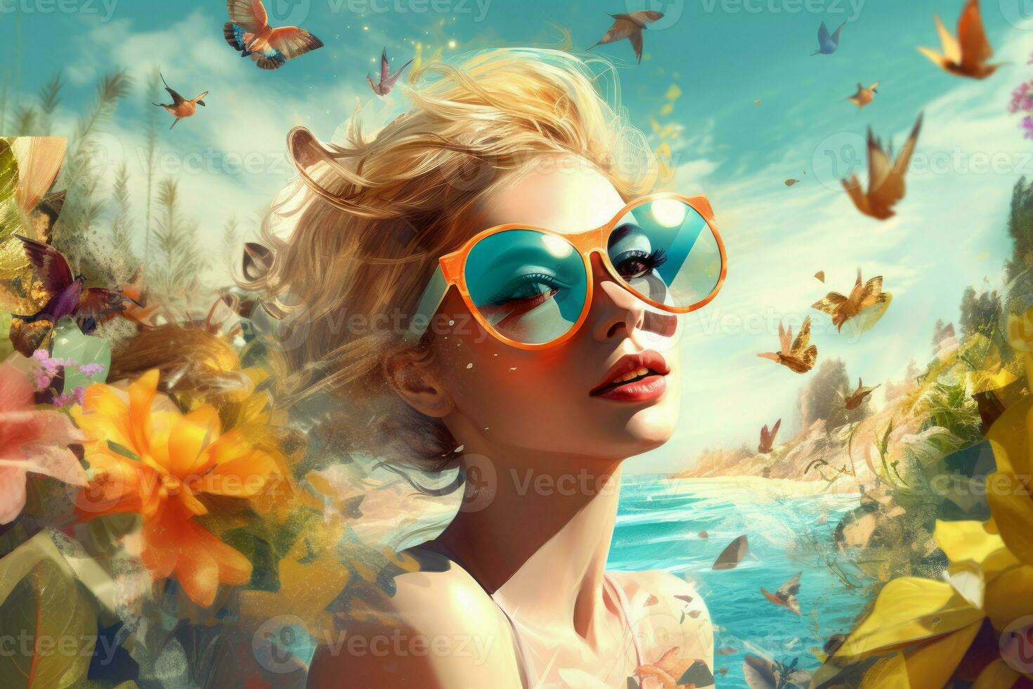 Woman summer vacation crown. Generate Ai photo