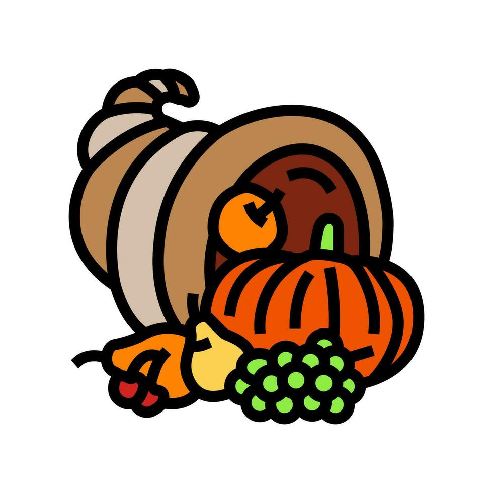 harvest cornucopia autumn season color icon vector illustration