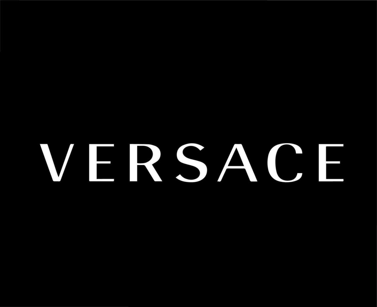 Versace Brand Logo Name White Symbol Clothes Design Icon Abstract Vector Illustration With Black Background