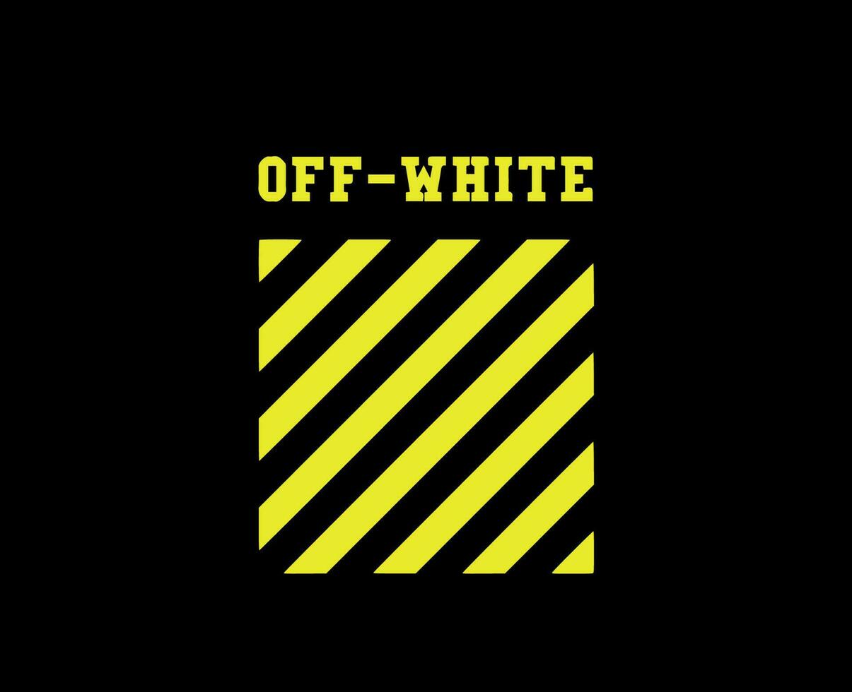Off-White Symbol With Name Yellow Logo Clothes Design Icon Abstract Vector Illustration With Black Background